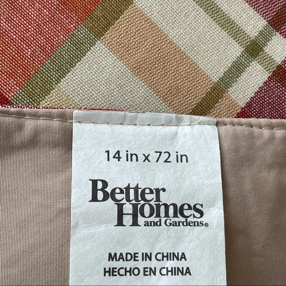 BETTER HOMES & GARDENS Table Runner Fall Autumn Harvest Plaid 14x72